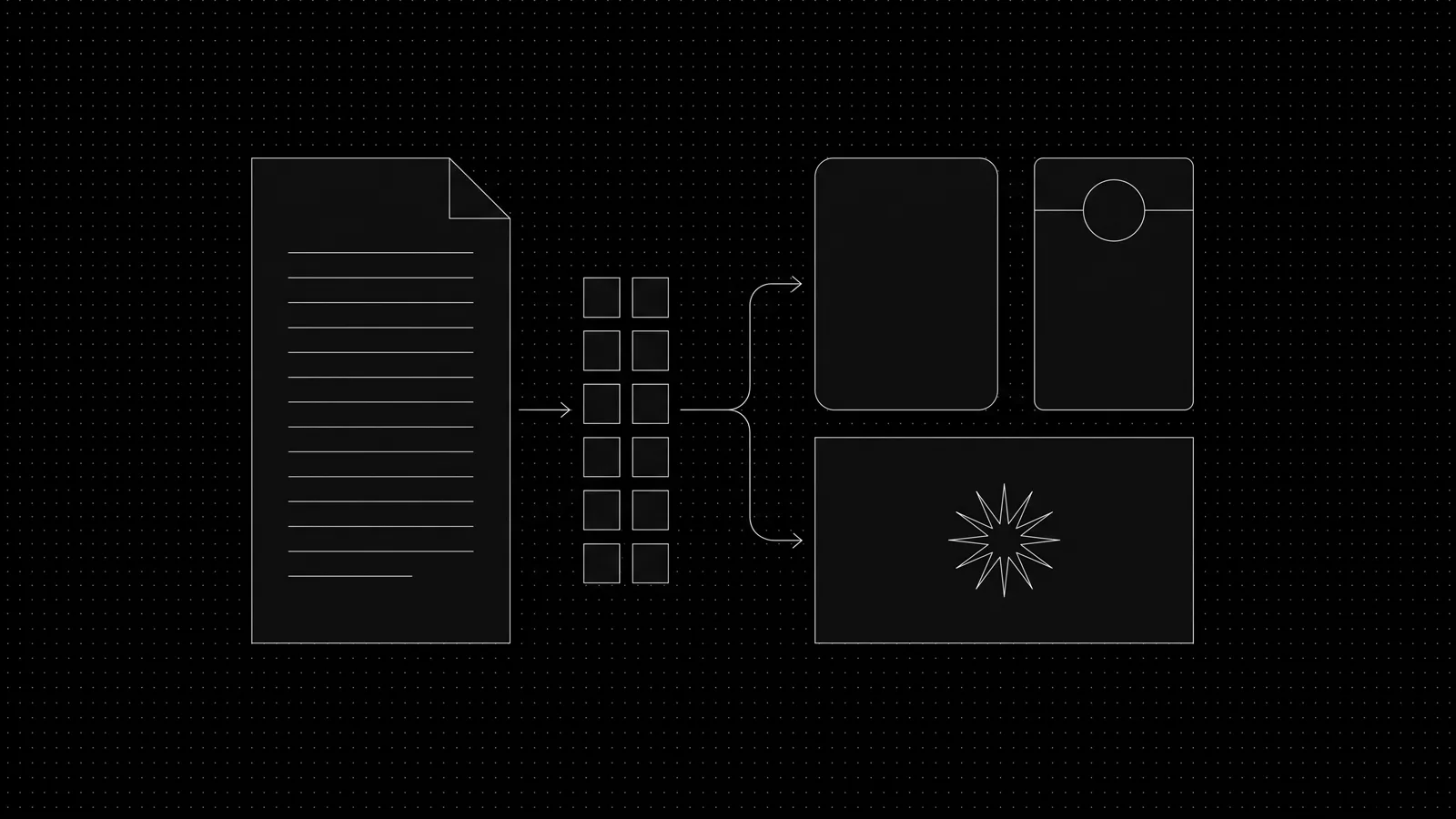 Diagram: a source document parsed into passages that feed AI-answer panels